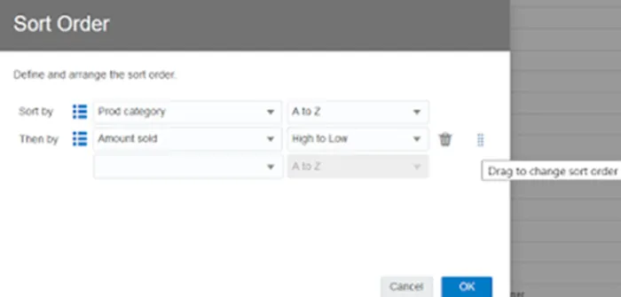 Sort Order options