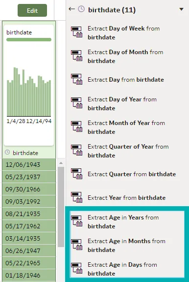 zoom on recommendations. lower entries are highlighted