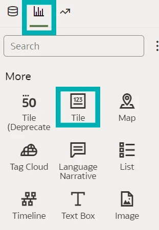 In the Visualizations panel, in the More section, we can see a new Tile visualisation.