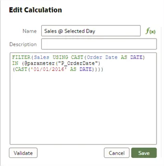 Edit Calculation interface