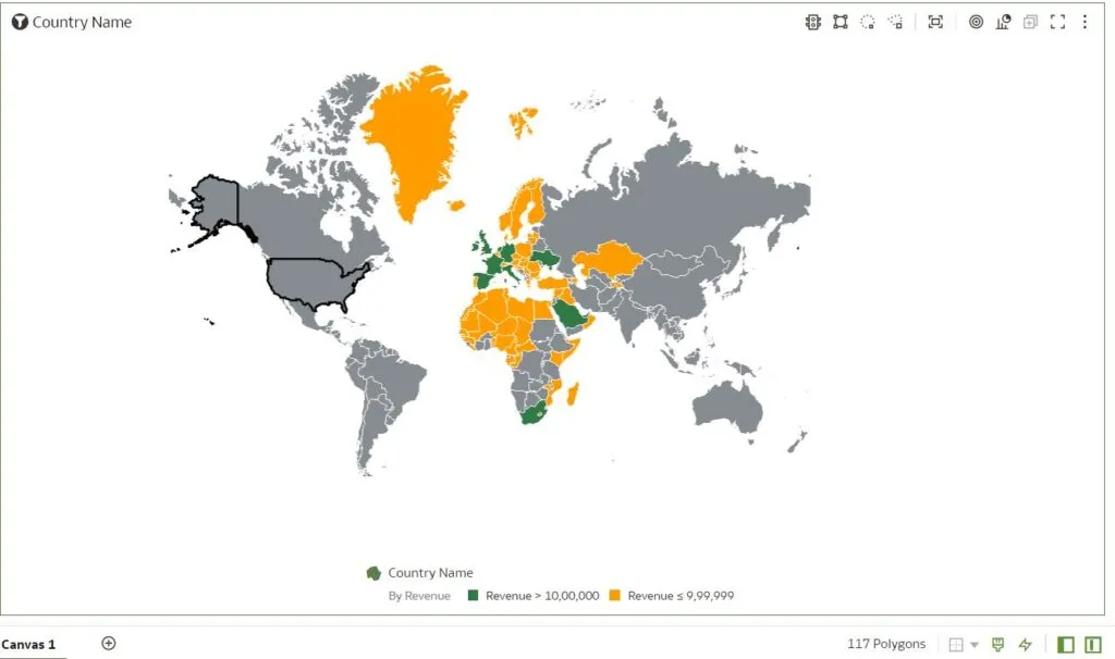 World map with a different conditional formating applied