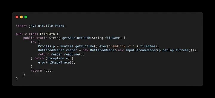 An example of Java code