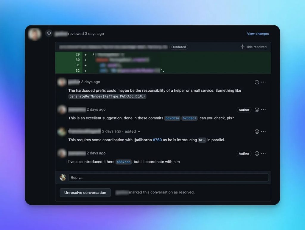 A screenshot of a comment column from the social networks.