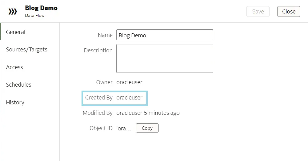 Interface to adjust properties of the data flow Blog Demo