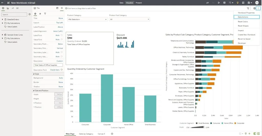 create a new Data Action using the pop-up window