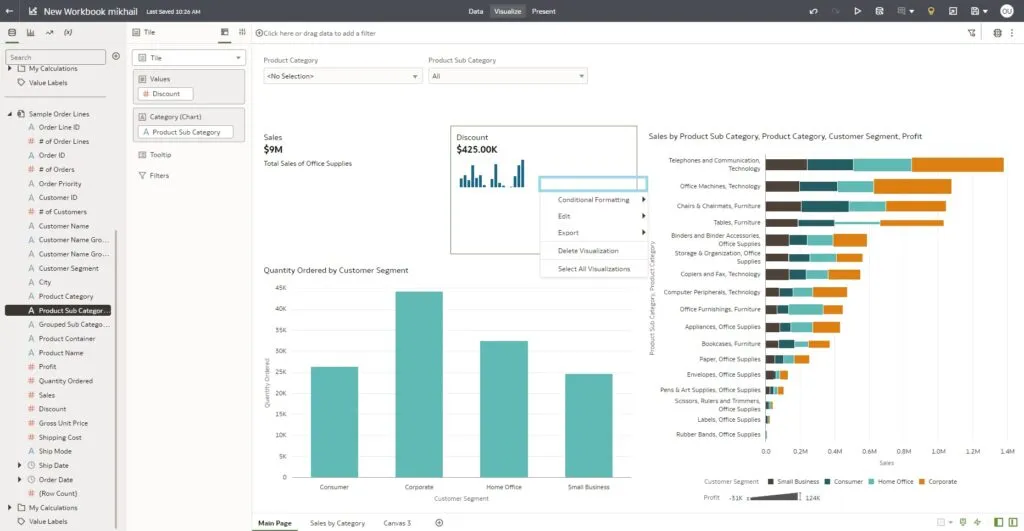 This Data Action will not be seen in other visualisations as it is anchored to the Sales column.