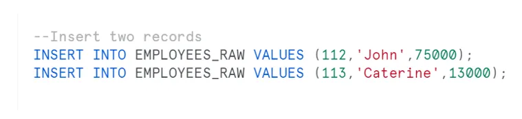 insert the CDC data into EMPLOYEE_RAW