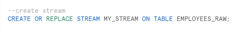 Create MY_Stream for table EMPLOYEES_RAW