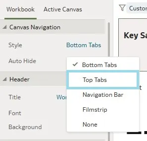 Choose Top Tabs from the Style pop-up menu and save the workbook