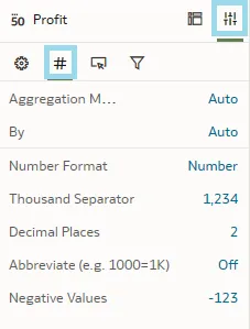 menu with Properties pane icon and Values icon highlighted