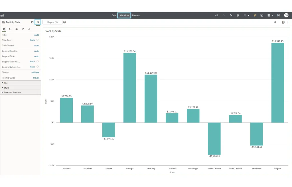Go to the Properties panel of your visualisation