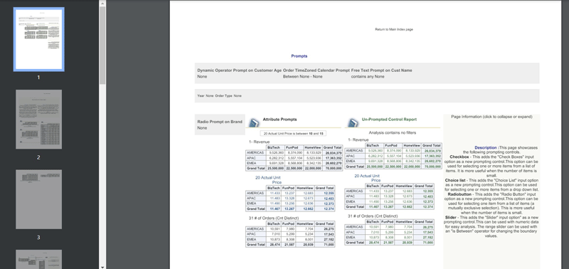 pdf print from the OAS instance