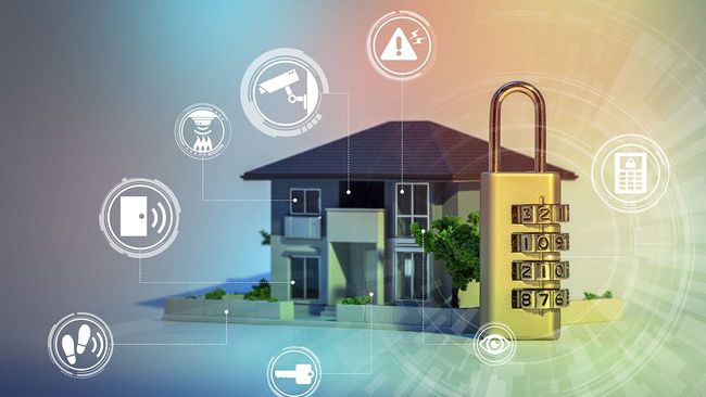 A House with security aspect like an lock and monitoring.