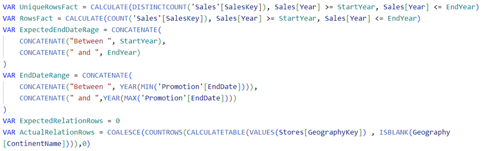 declare the variables that contain the expected and actual values of the three tests