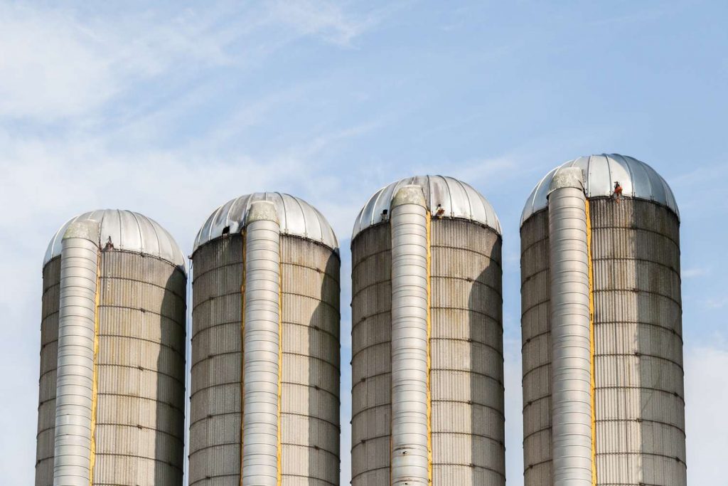Four Silos next to each other