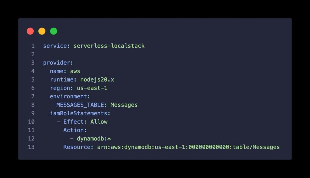 A serverless framework code.