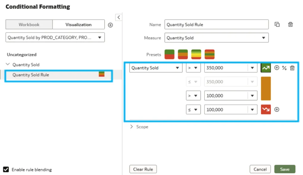 Conditional Formatting setting