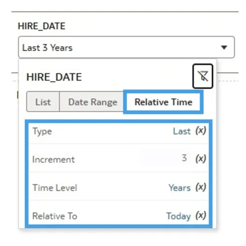 ‘Relative Time’ filter option