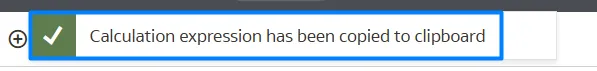 Popup confirming the Calculation has been copied