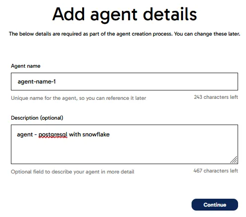 interface to add agent details