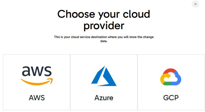 interface to choose your cloud provider