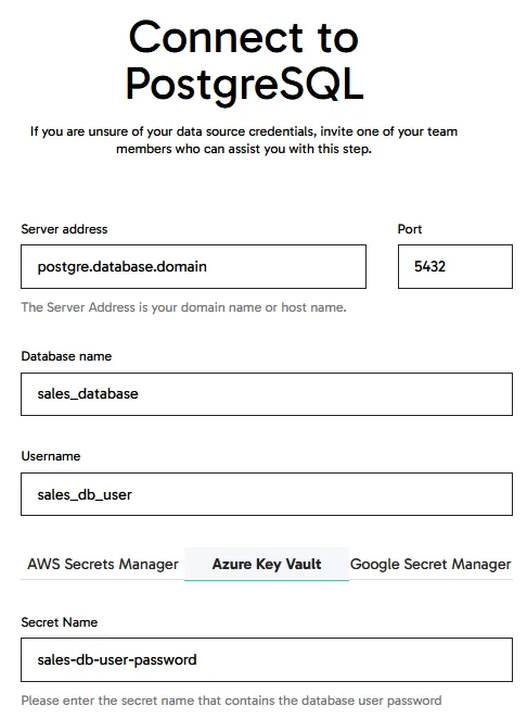 interface to connect to PostgeSQL