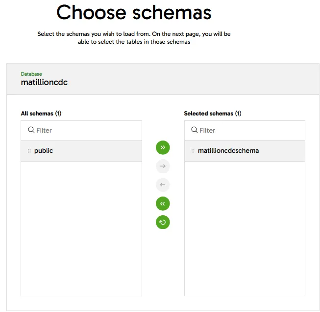 interface to choose schemas