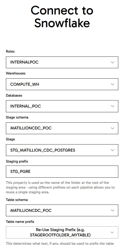 Snowflake connection details
