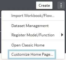 Customize Home Page option