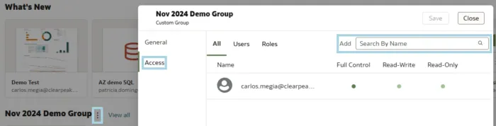 Access section to share with other users