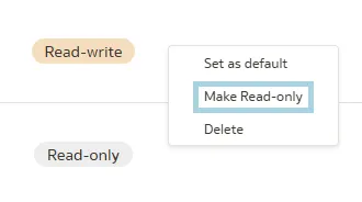 Changing the edition permissions for an element