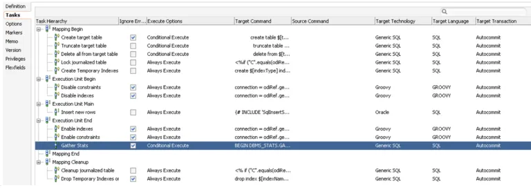 Customiise the IKM to include GATHER_STATS command as a new task