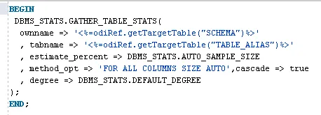 PL/SQL command to include Gather Stats step in customised IKM