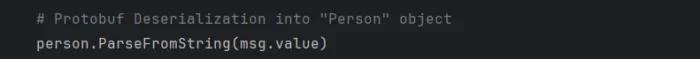 Protobuf deserialization into Person object