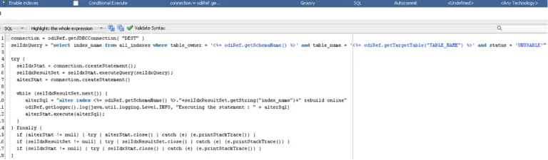 Definition of the PL/SQL command to be executed and Configuration of other execution-related options for the tasks - image 3