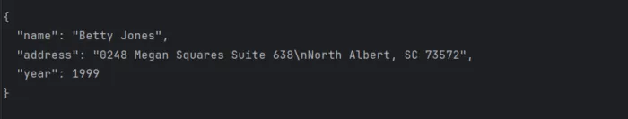 Output example of message deserialisation