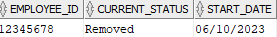 table with employee ID and status Removed