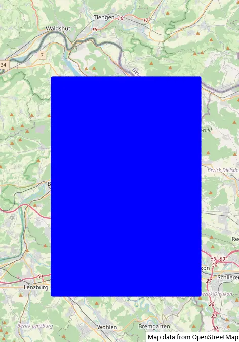 Data points in a grid over a map of Baden
