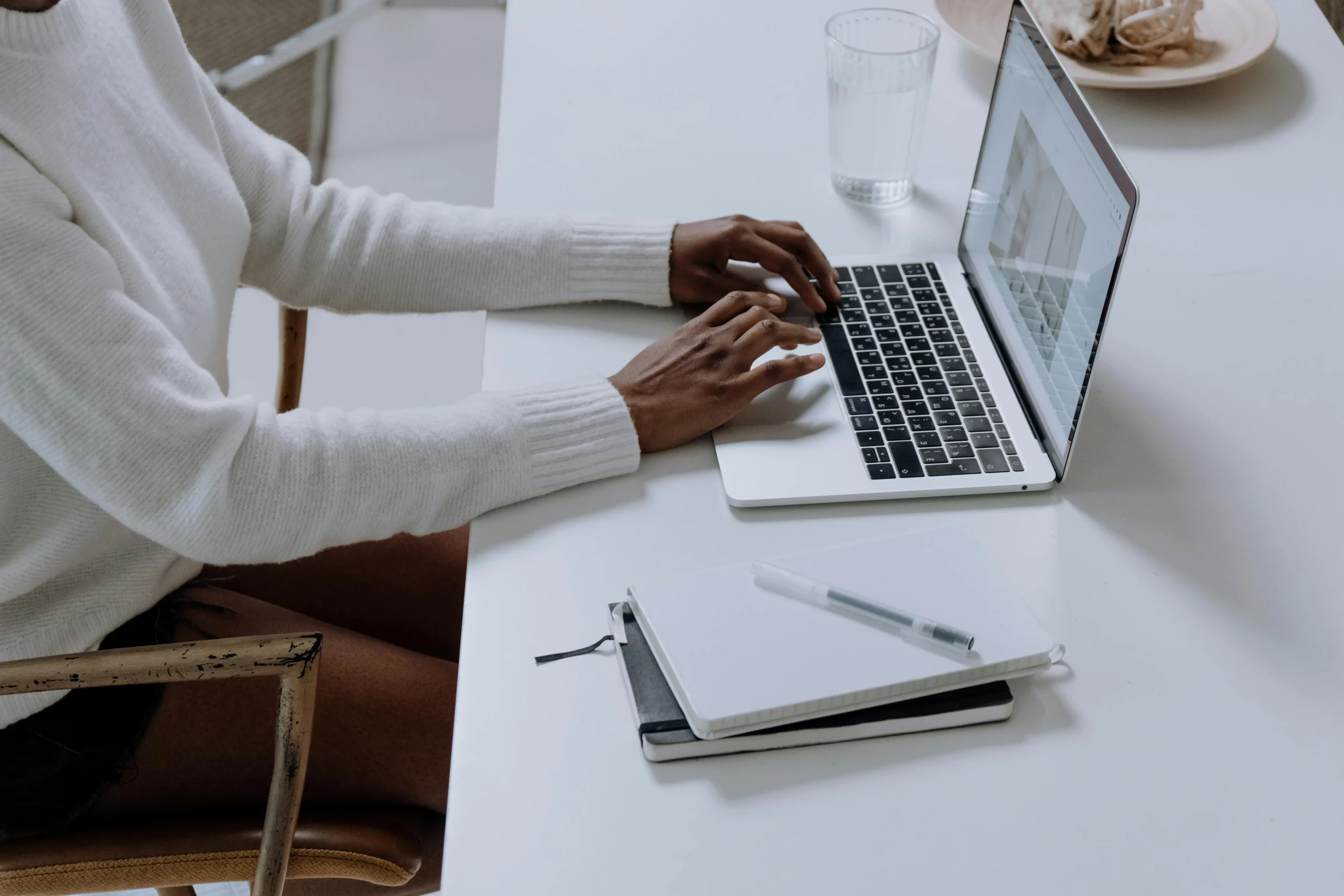 Woman working on laptop